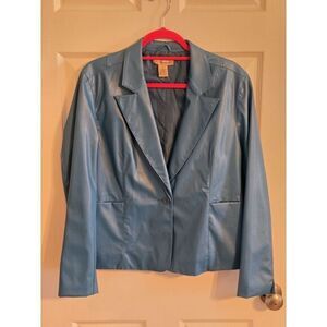Mountain Lake Women's Blue Faux-Leather Jacket‎ Size Small